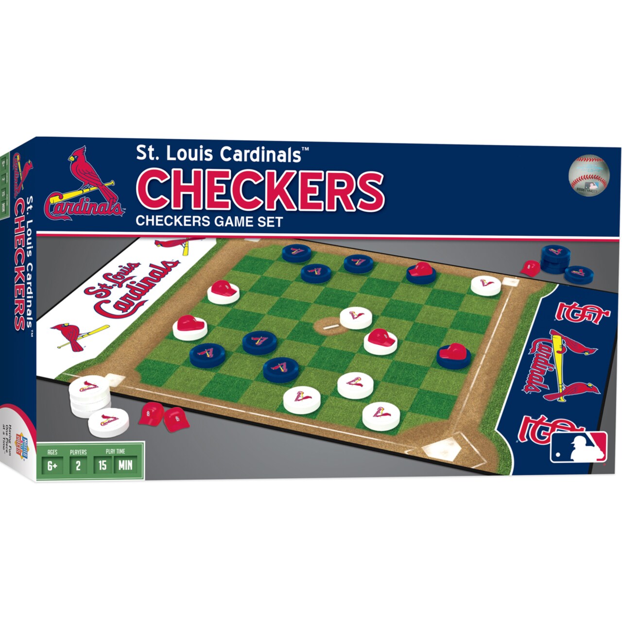 Masterpieces Officially licensed MLB St. Louis Cardinals Checkers Board Game for Families and Kids ages 6 and Up